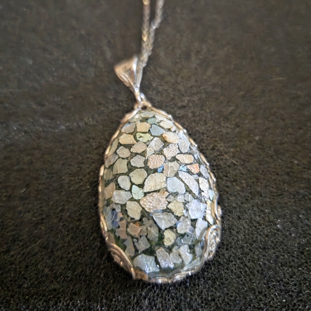 Noa Zuman Silver Necklace with Mosaic Design